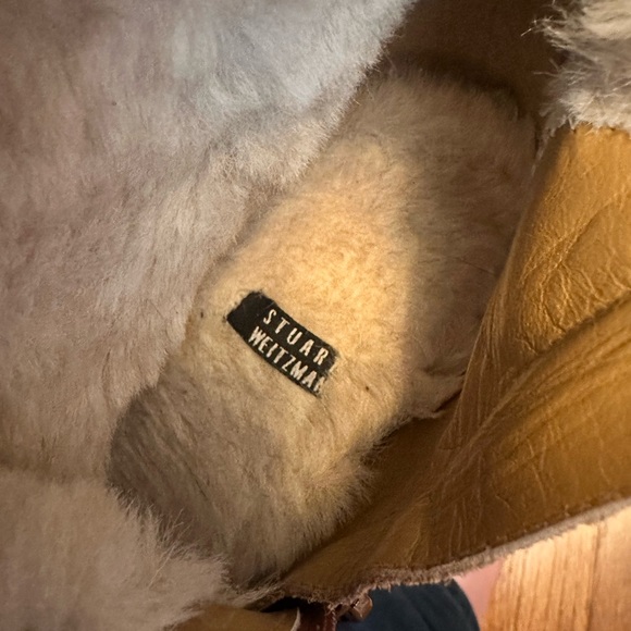 Stuart Weitzman Suede Shearling 3” Heel Rubber Sole Tall Shaft Boots 7.5M Spain - Picture 6 of 9